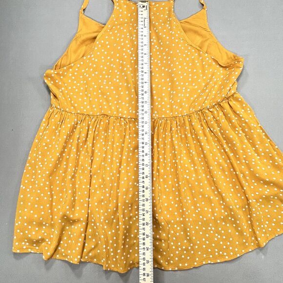 Torrid Shirt Top Women's 1 1X Mustard Yellow Boho Cottagecore Polka Dot Zip Cami - Picture 7 of 14